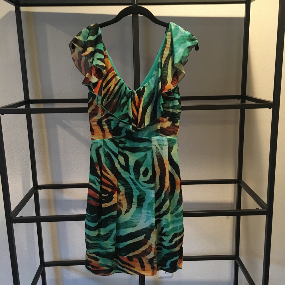 Teal/Orange Tiger Print Dress